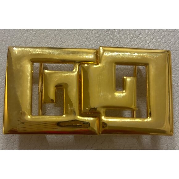 Vintage Dottie Smith Gold-Tone Buckle With Greek Key Design - Picture 2 of 9